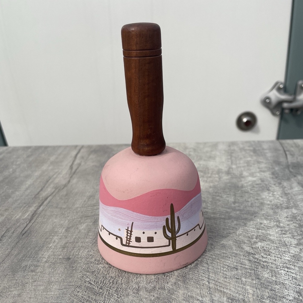 Cactus Dessert Themed Ceramic Bell Pink Tones